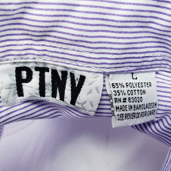 PTNY L Purple Striped Flower Garden Button Blouse - Picture 10 of 11